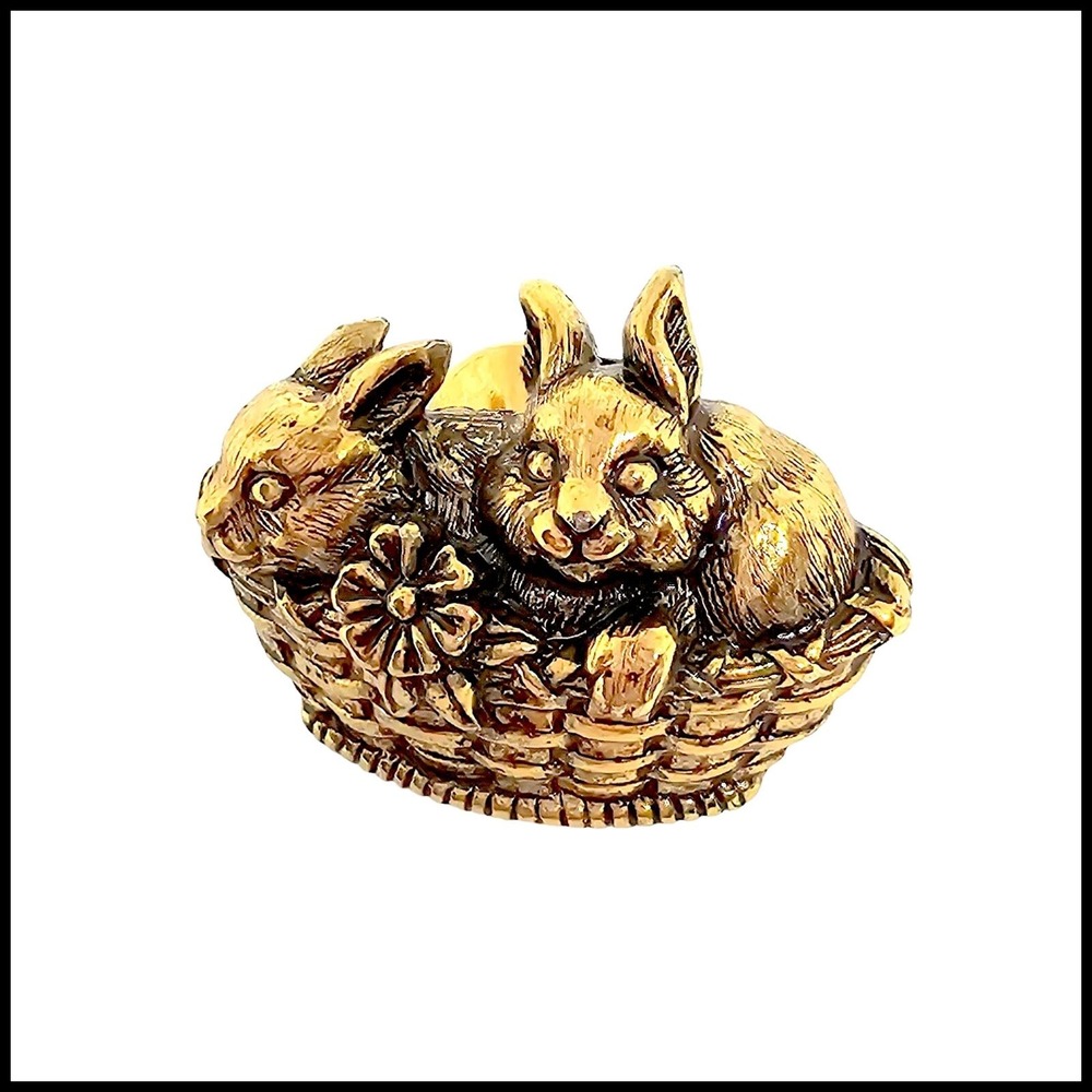 Bunny Rabbit Pin Brooch Basketโ Weave Flower Lapel Cute Easter Spring